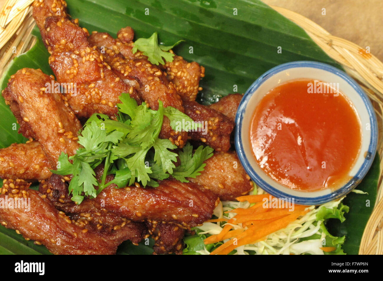 Honeyed Chicken Wings, Bangkok, Thailand Stock Photo