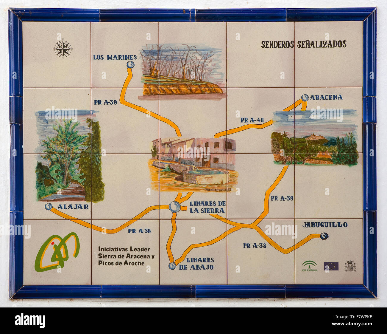Sierra de Aracena Natural Park, Marked trails, Linares de la Sierra, Huelva province, Region of Andalusia, Spain, Europe Stock Photo
