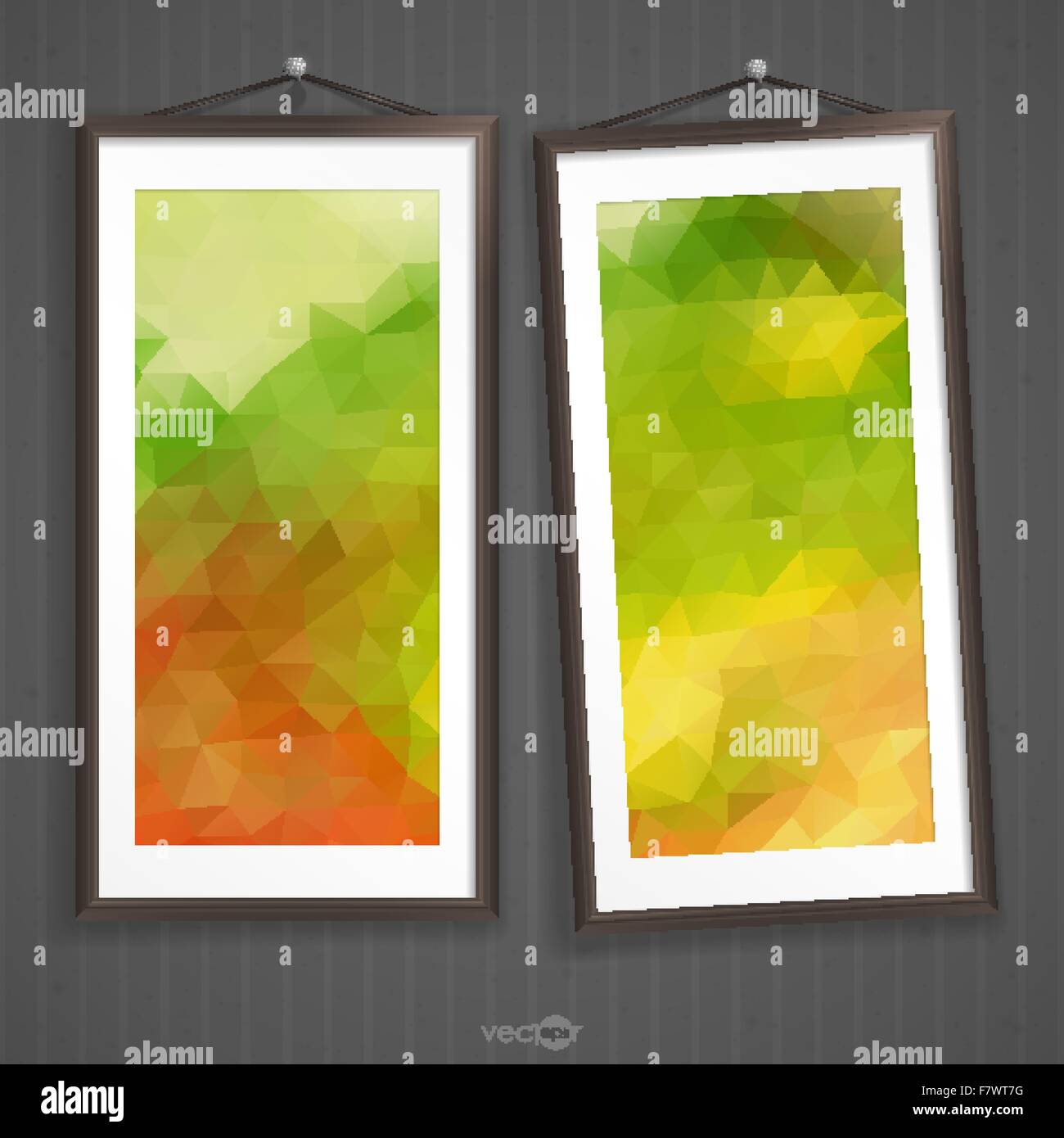 Two  Frames Of Picture On A Striped Old Wall Stock Vector