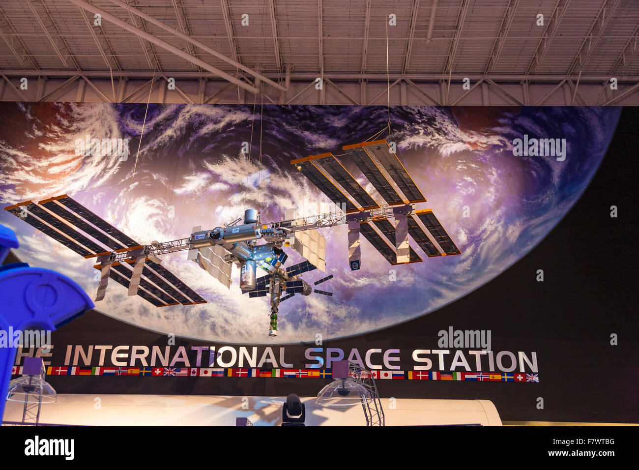 The Plaza, International Space Station display in the Space Center Houston, Texas. Stock Photo