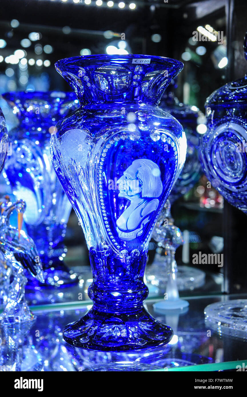 Crystal Vase in the Shop, Budapest, Hungary Stock Photo