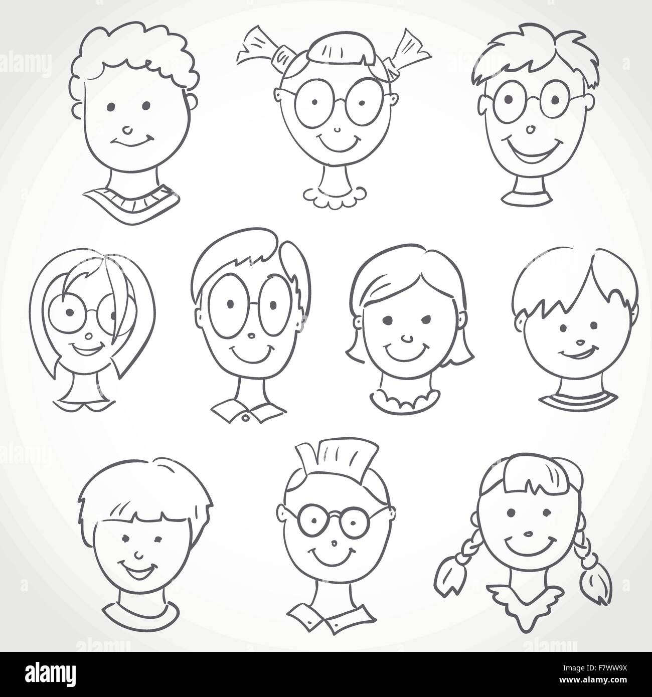 https://c8.alamy.com/comp/F7WW9X/kids-face-set-sketch-F7WW9X.jpg