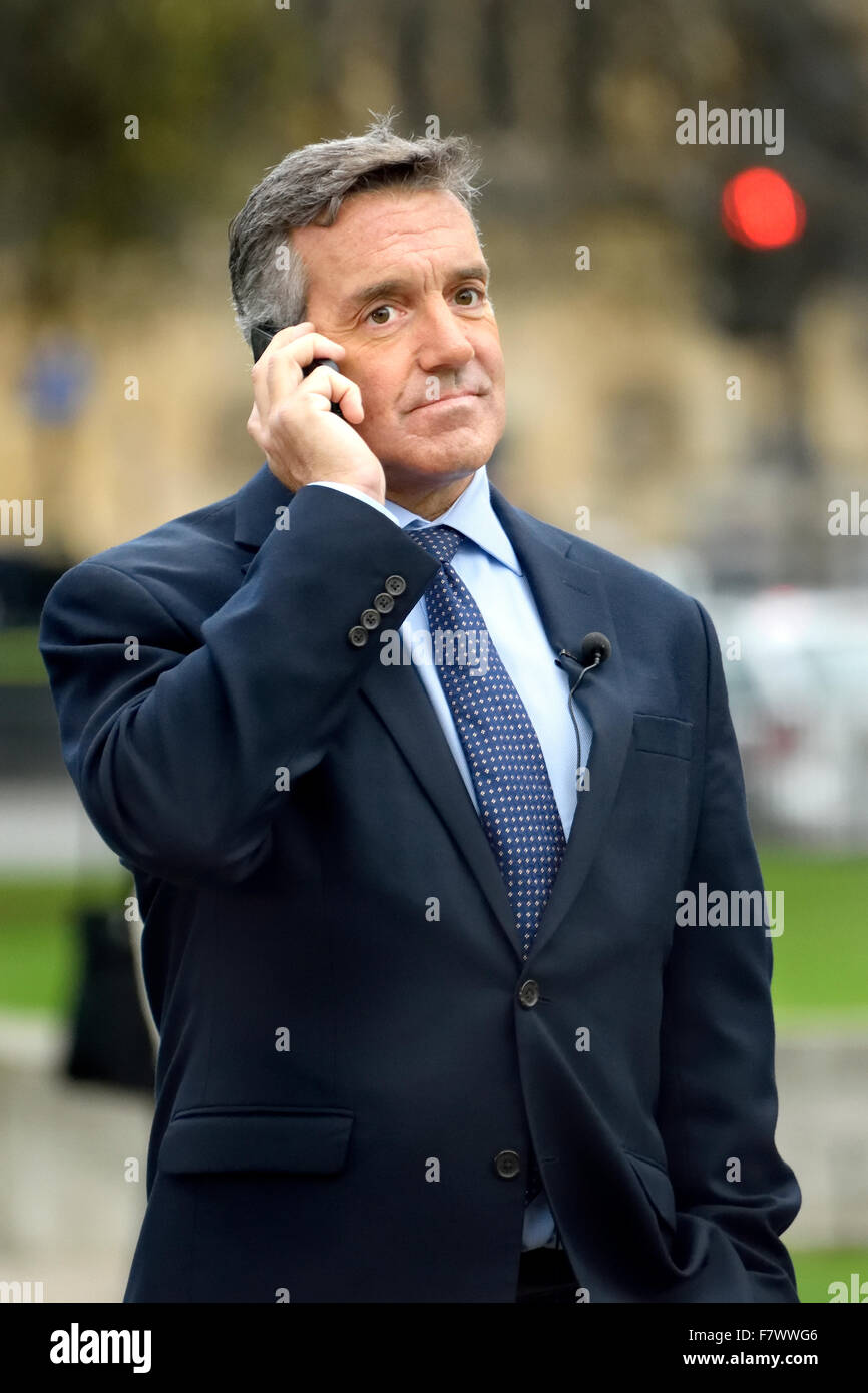 Charlie D'Agata - London-based CBS News correspondent - reporting from  College Green, Westminster Stock Photo - Alamy