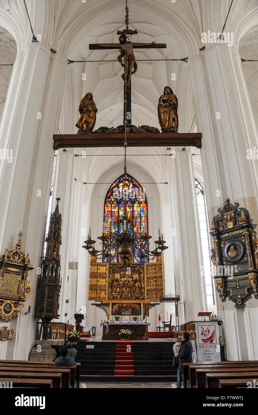 Interior of Kościół Mariacki, Gdansk, Poland Stock Photo
