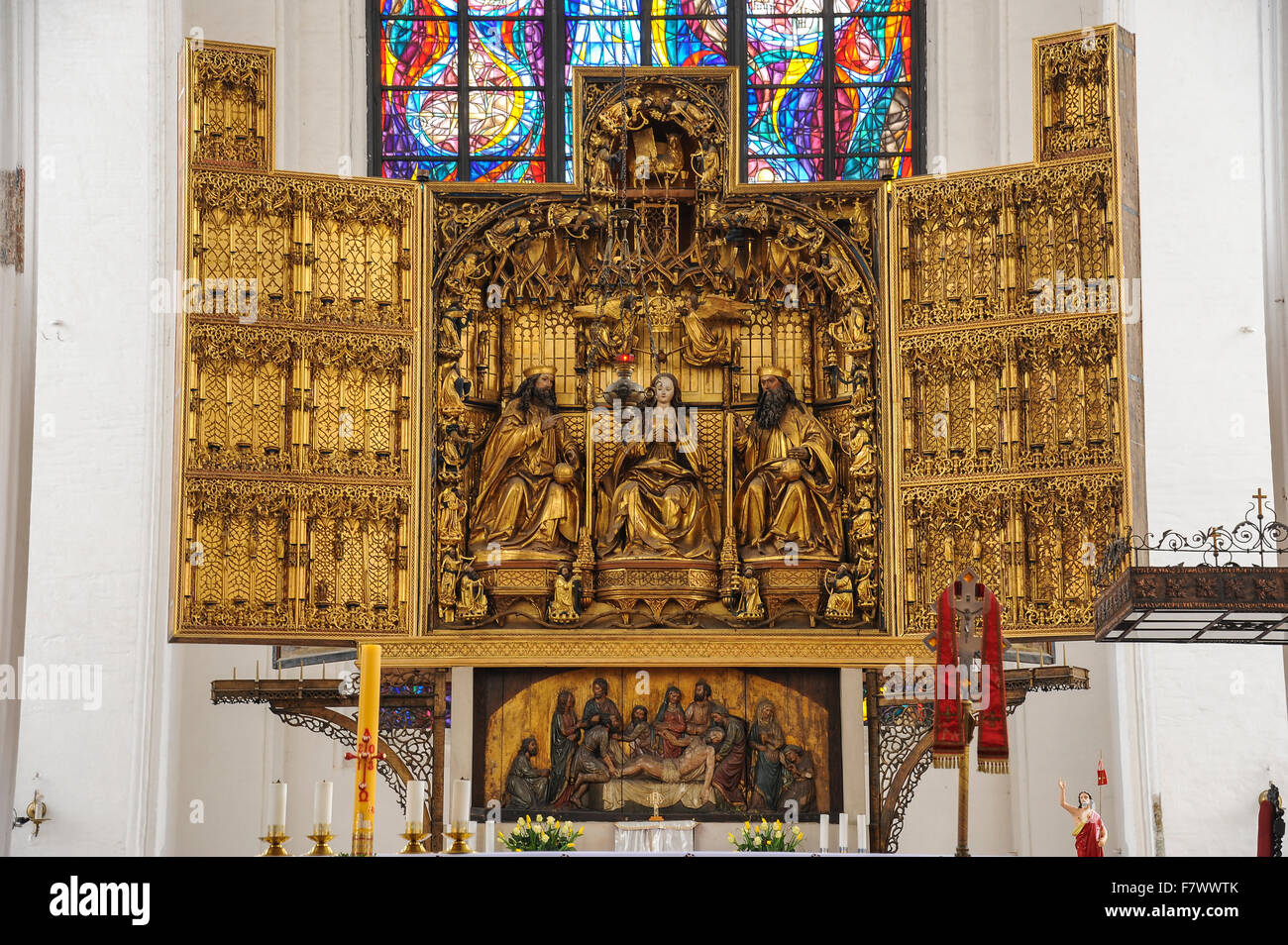 Altarpiece in Kościół Mariacki, Gdansk, Poland Stock Photo