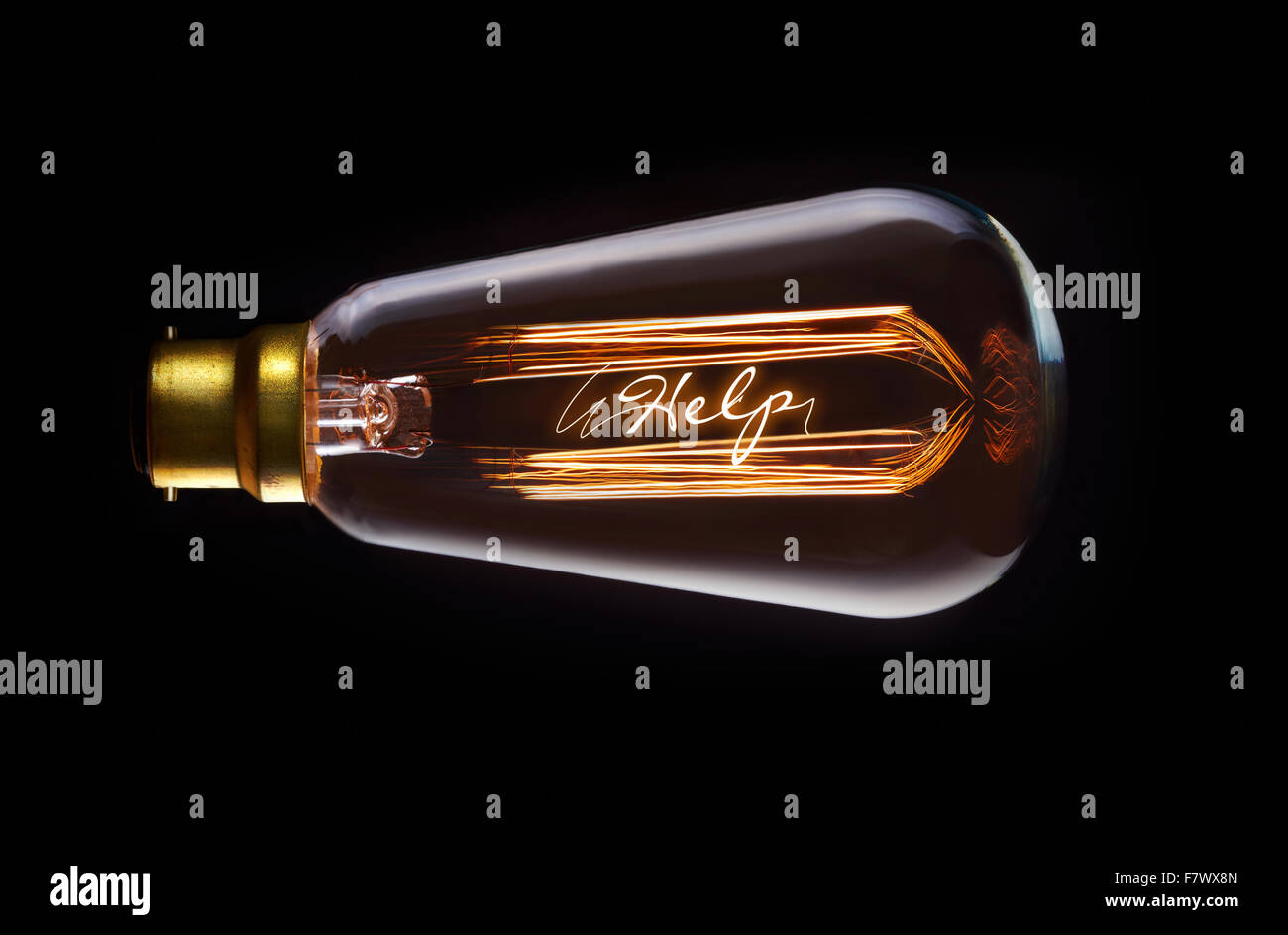 Self Help concept in a filament lightbulb. Stock Photo