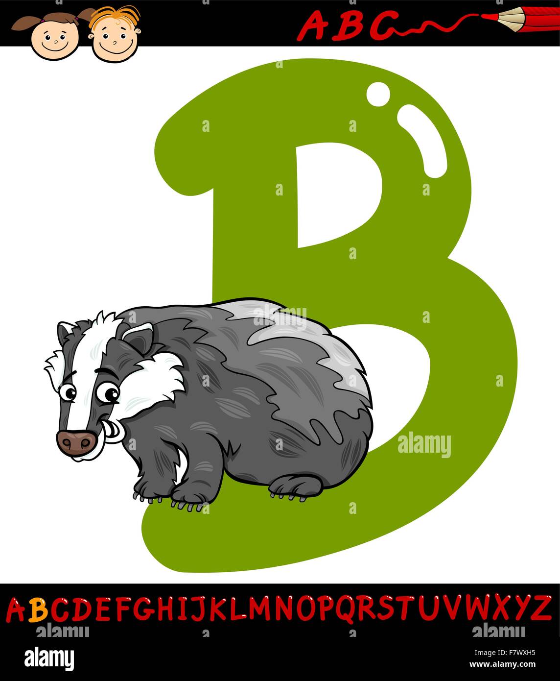 Letter B For Badger Cartoon Illustration Stock Vector Image & Art - Alamy