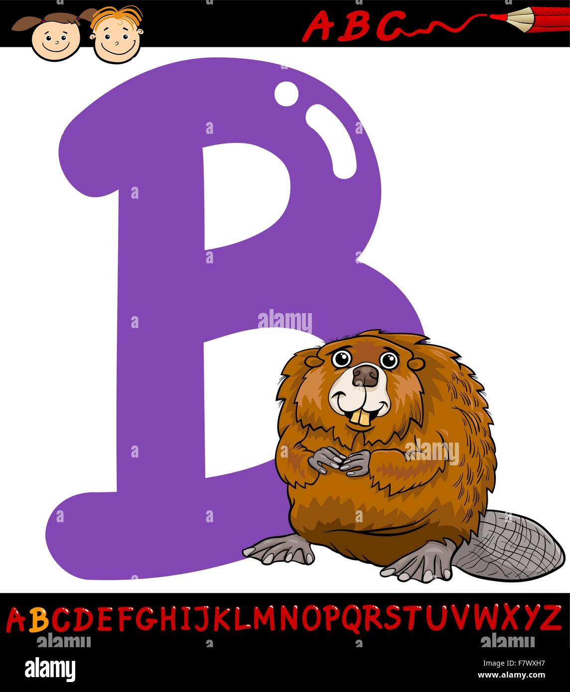 letter b for beaver cartoon illustration Stock Vector Image & Art - Alamy