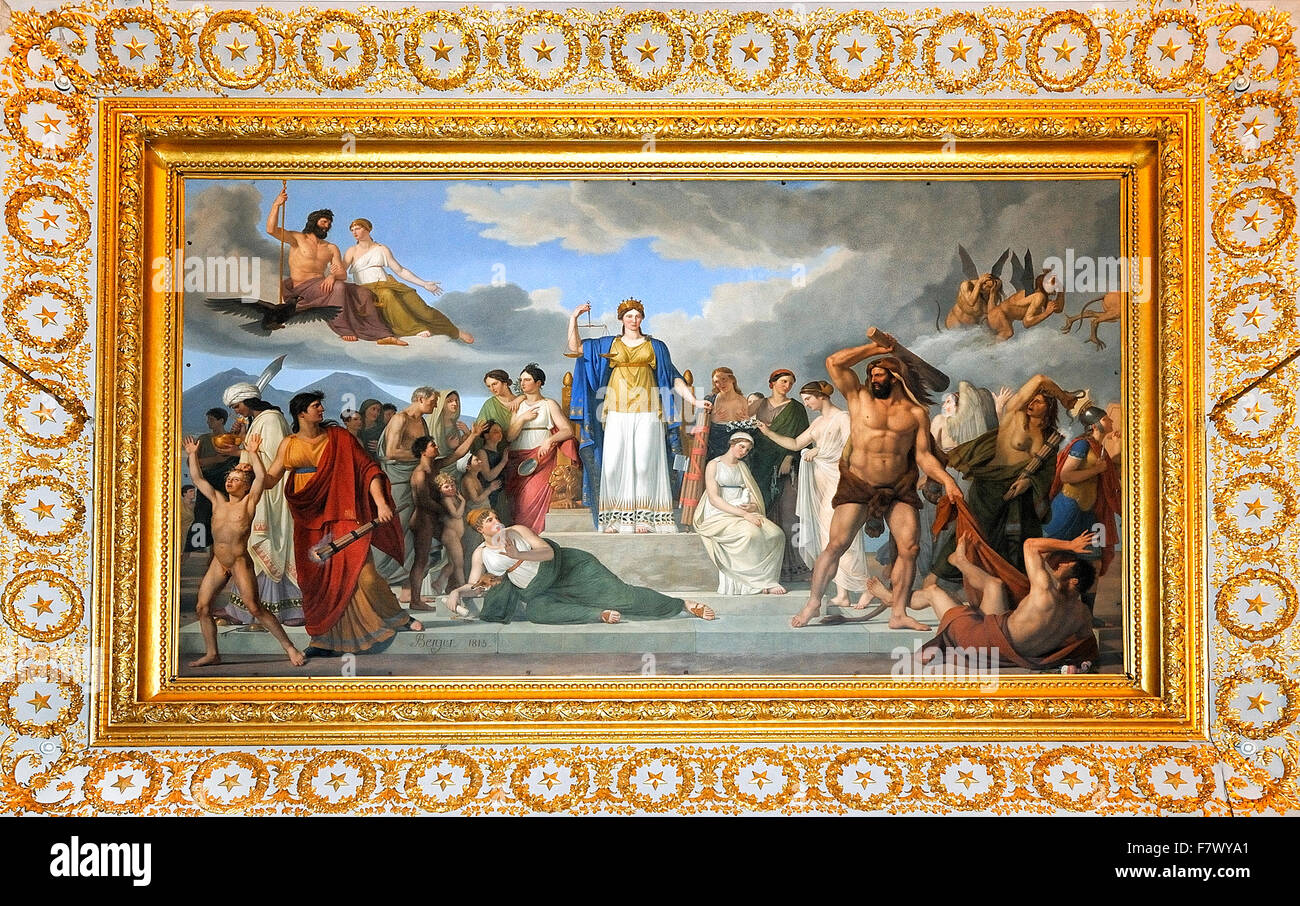 Italy Campania Caserta  Royal Palace ( Reggia di Caserta) -Hall of Astrea, Fresco Stock Photo