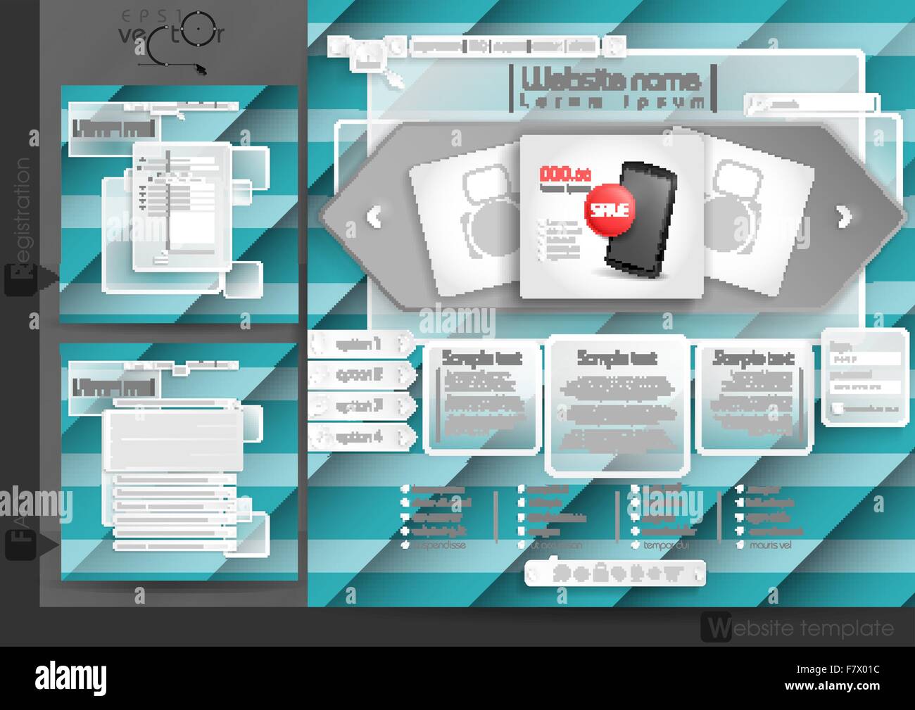 Website Design Template Menu Elements Stock Vector Image & Art - Alamy
