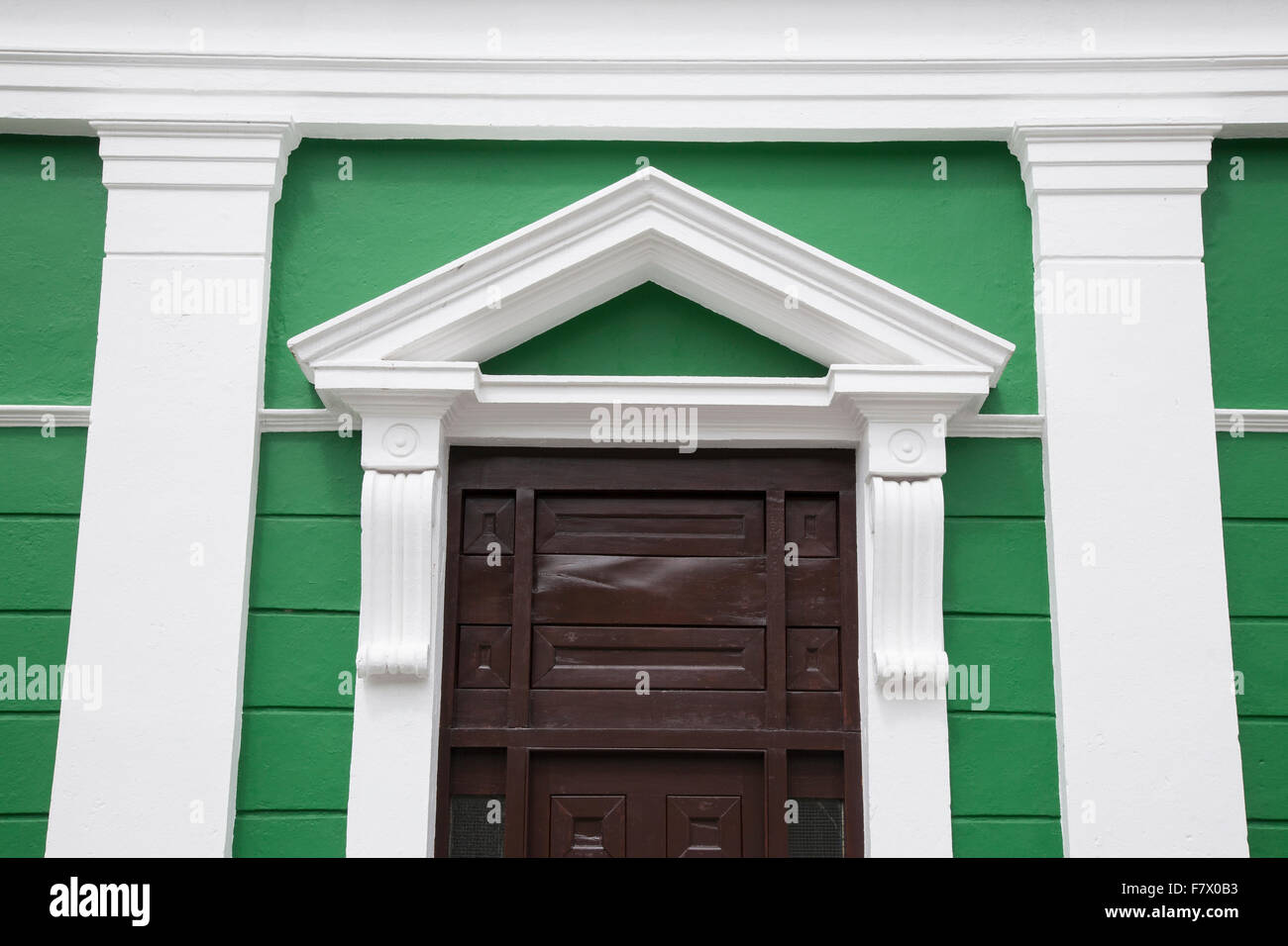Building Entrance on Green Facade Stock Photo - Alamy