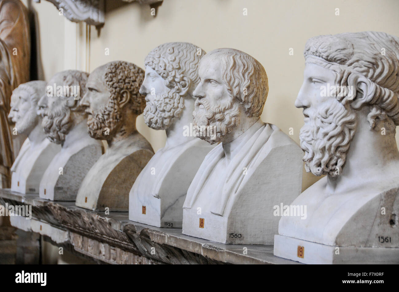 Statue of Roman Busts and Statue in Vatican Museums, Vatican Stock
