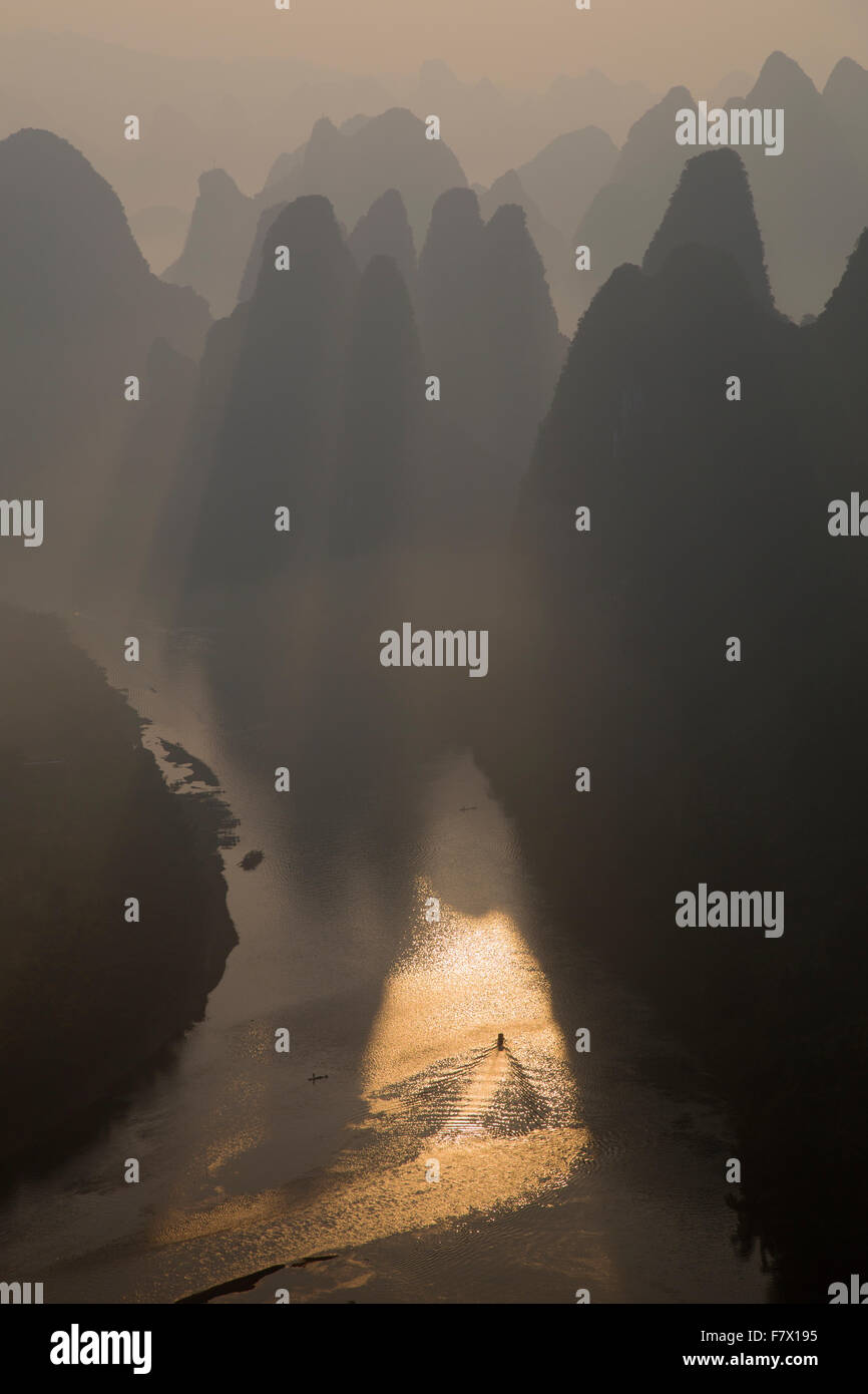 Limestone Karst Formations along River Li at Dawn Guilin Region Guangxi, China LA008304 Stock Photo