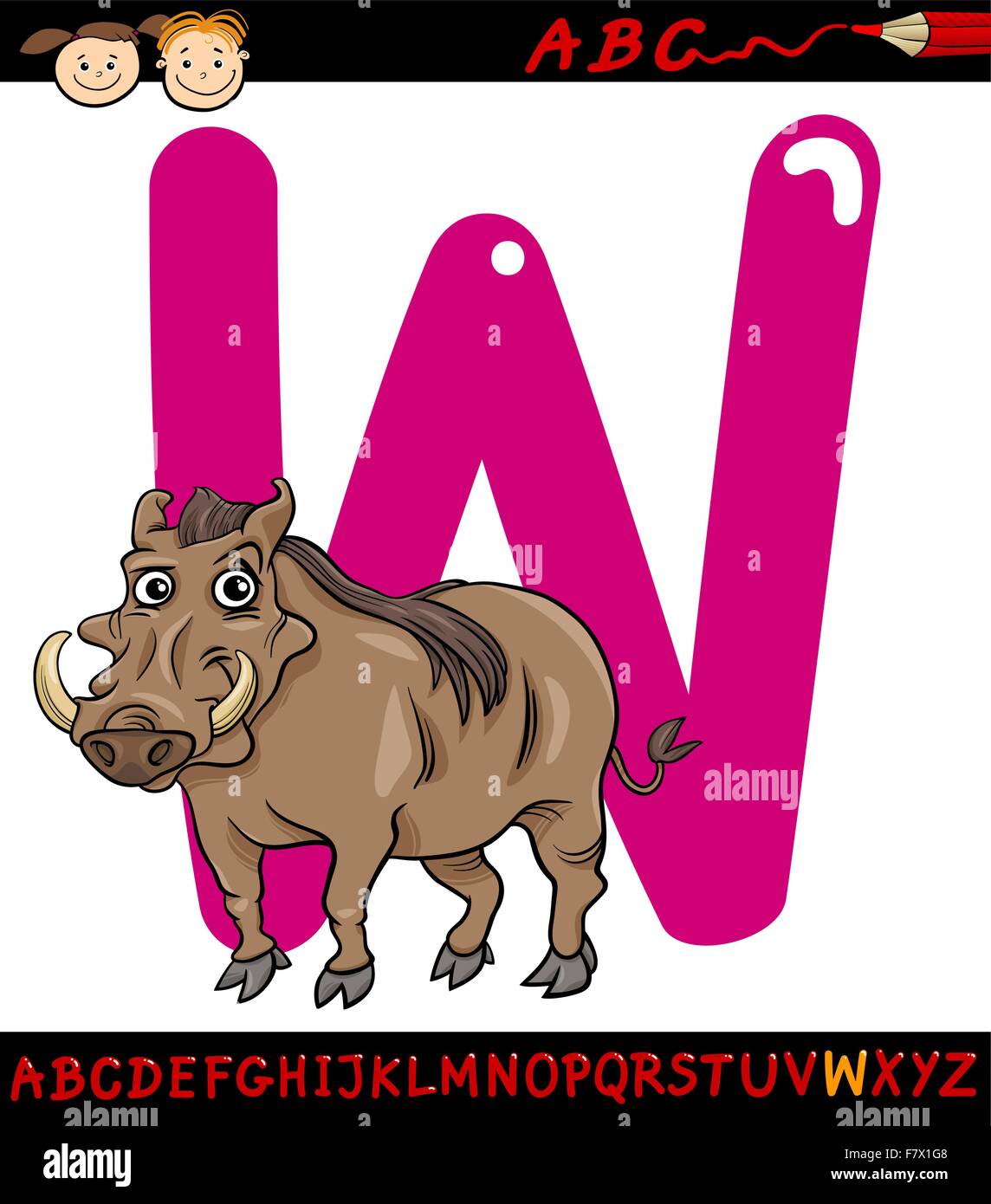 letter w for warthog cartoon illustration Stock Vector Image & Art - Alamy