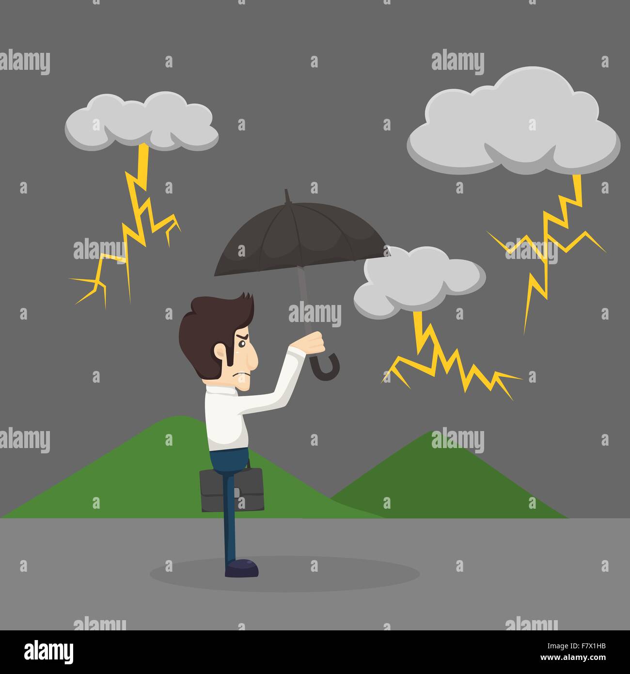 Businessman with umbrella standing in the rain Stock Vector Image & Art ...