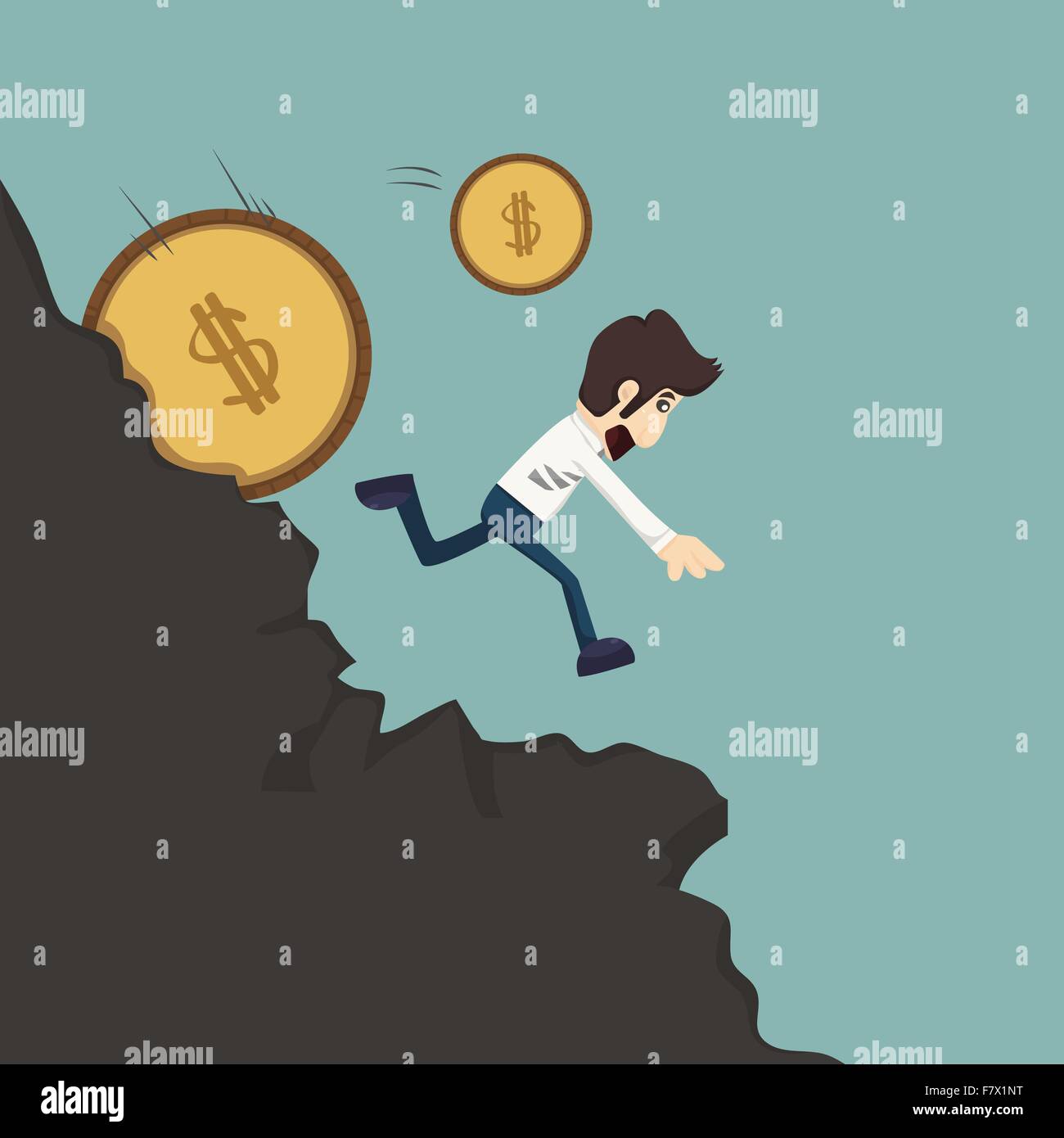 Businessman pushing coin Stock Vector Image & Art - Alamy