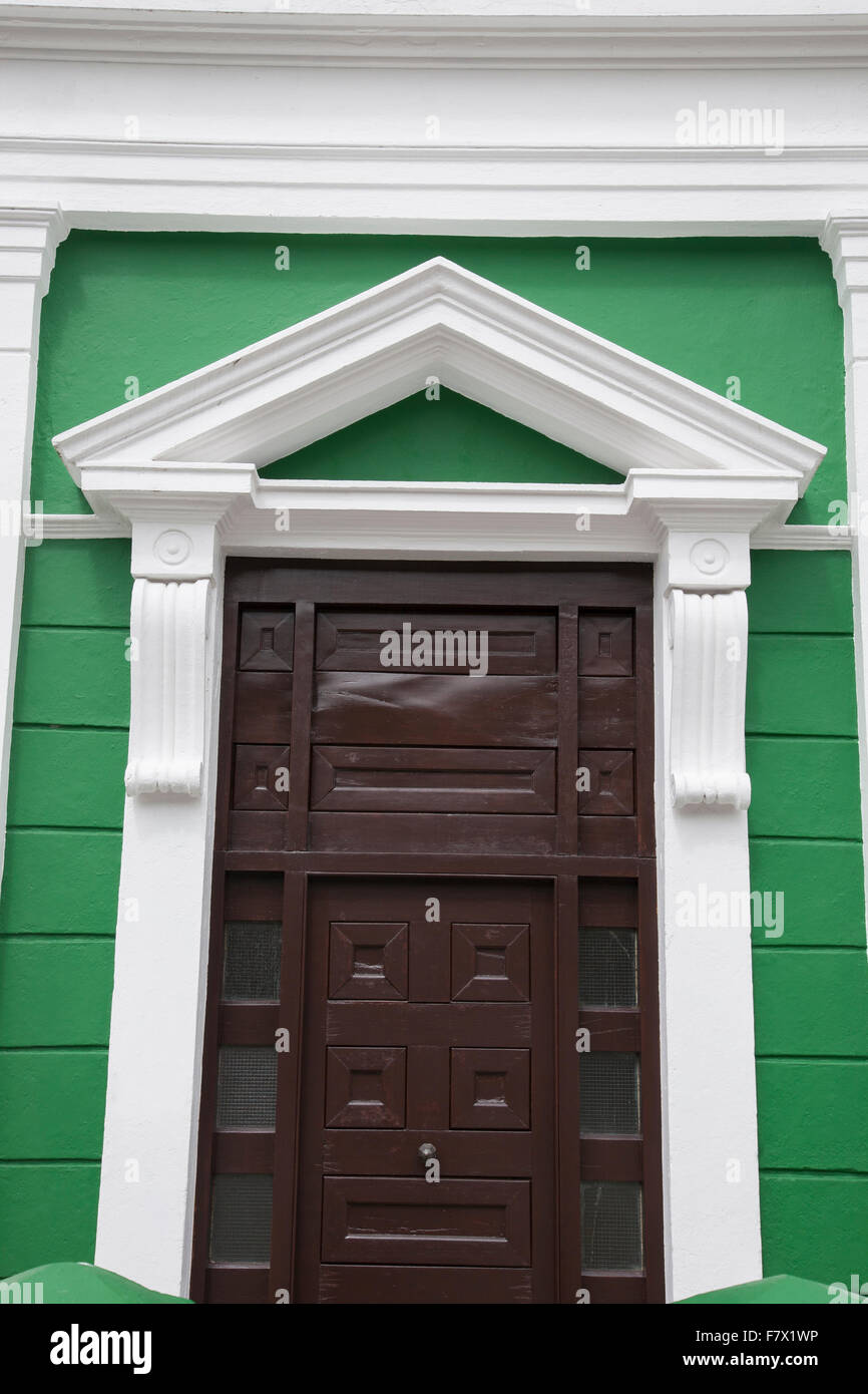 Building Entrance on Green Facade Stock Photo - Alamy