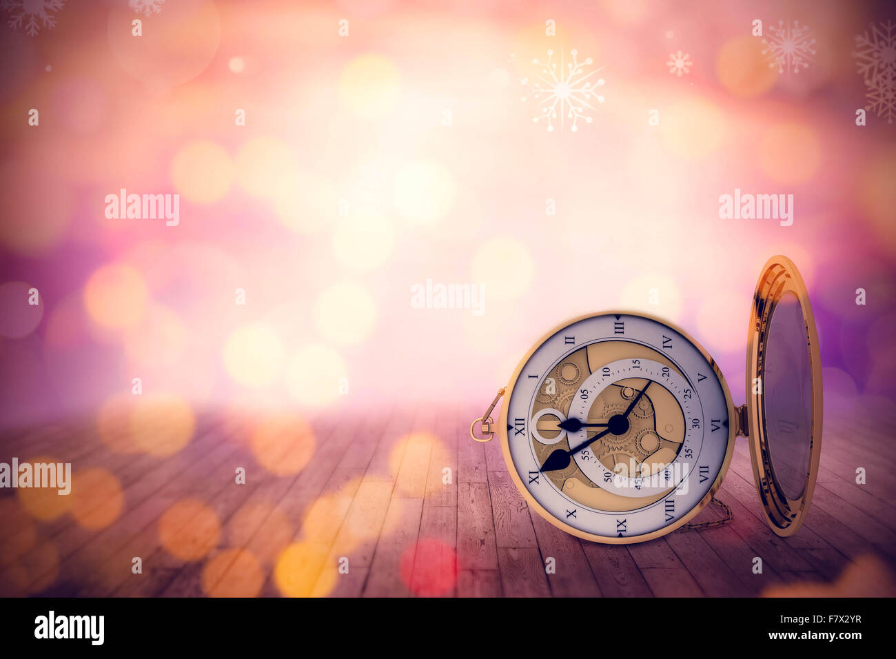 Composite image of retro styled pocket clock with mirror Stock Photo