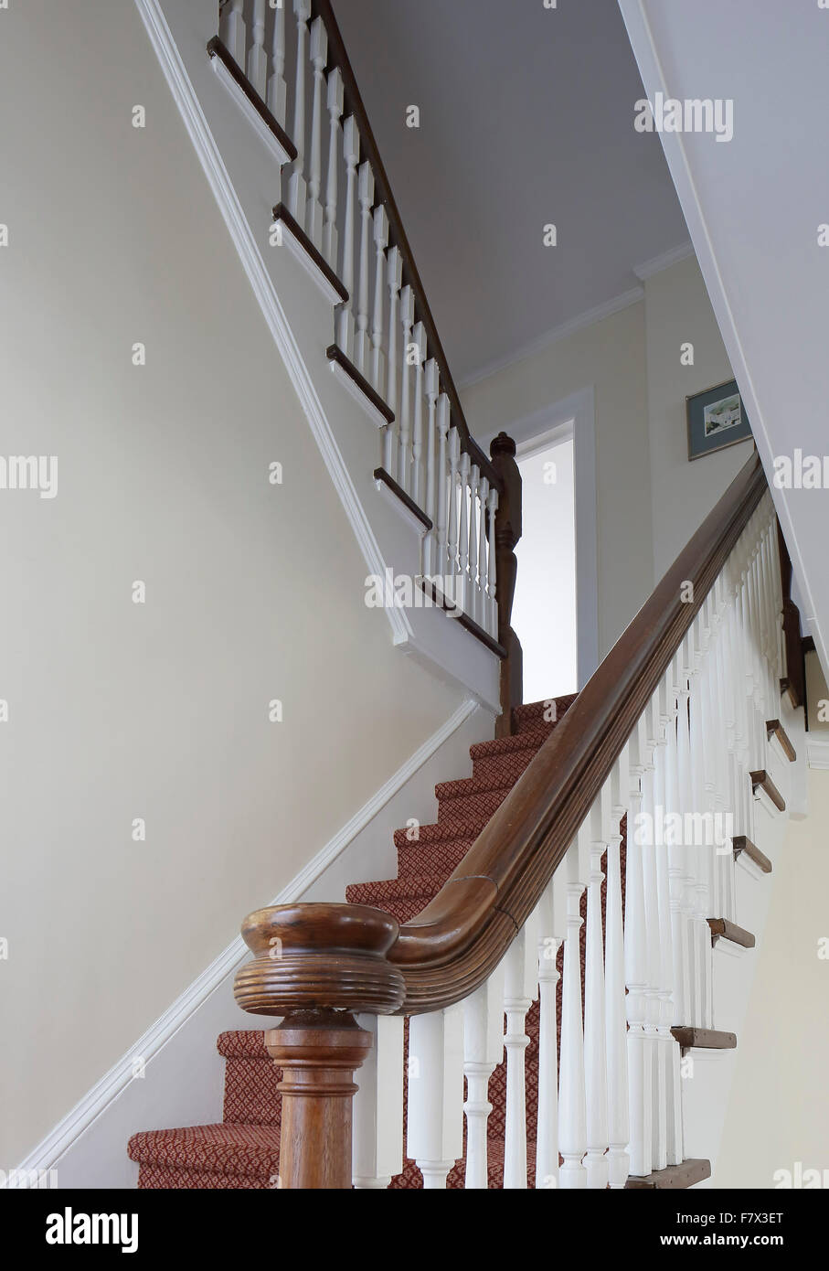 Staircase from main floor to bedrooms. Queen Anne Victorian House ...
