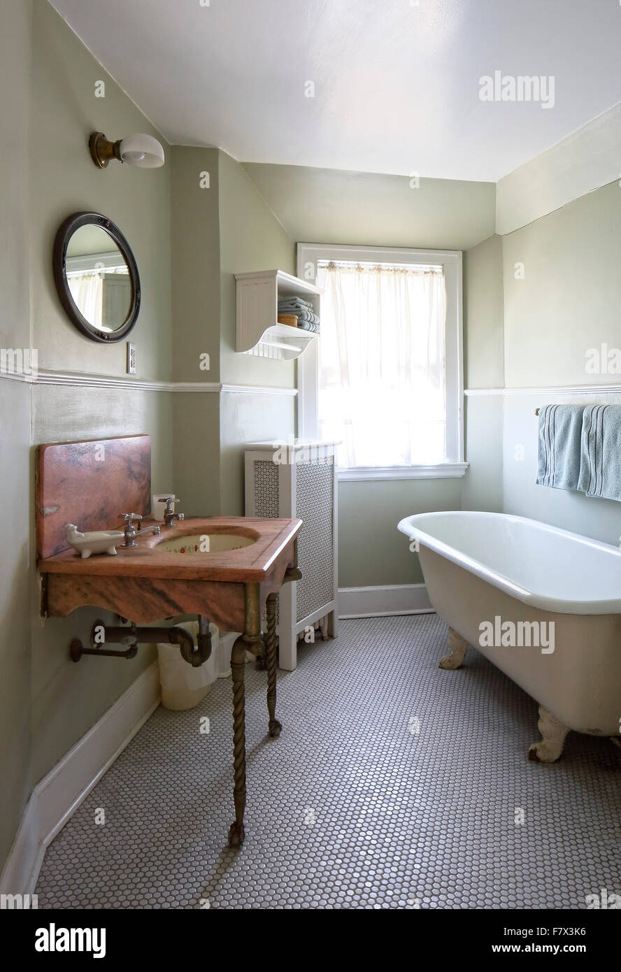 Bathroom. Queen Anne Victorian House, Larchmont, United States