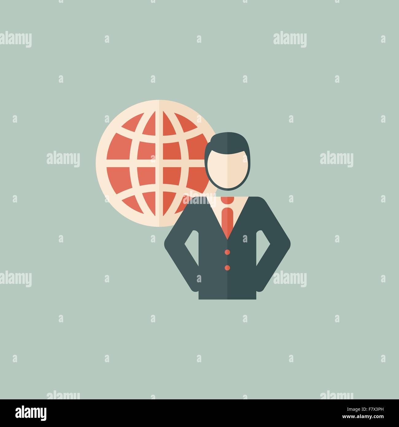 Global Business Flat Icon Stock Vector