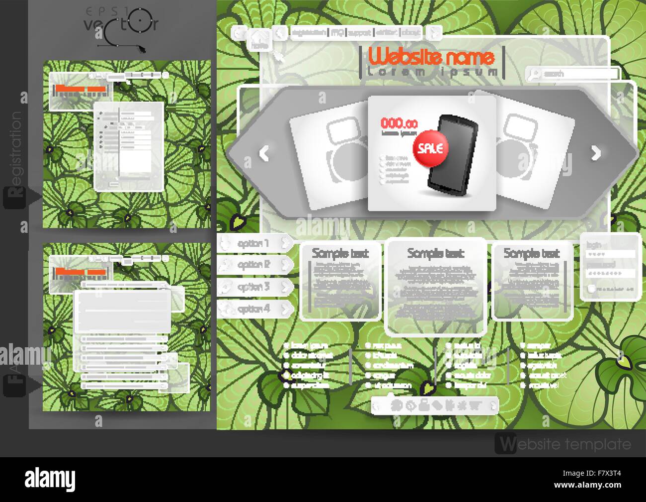 Website Design Template Menu Elements Stock Vector Image & Art - Alamy