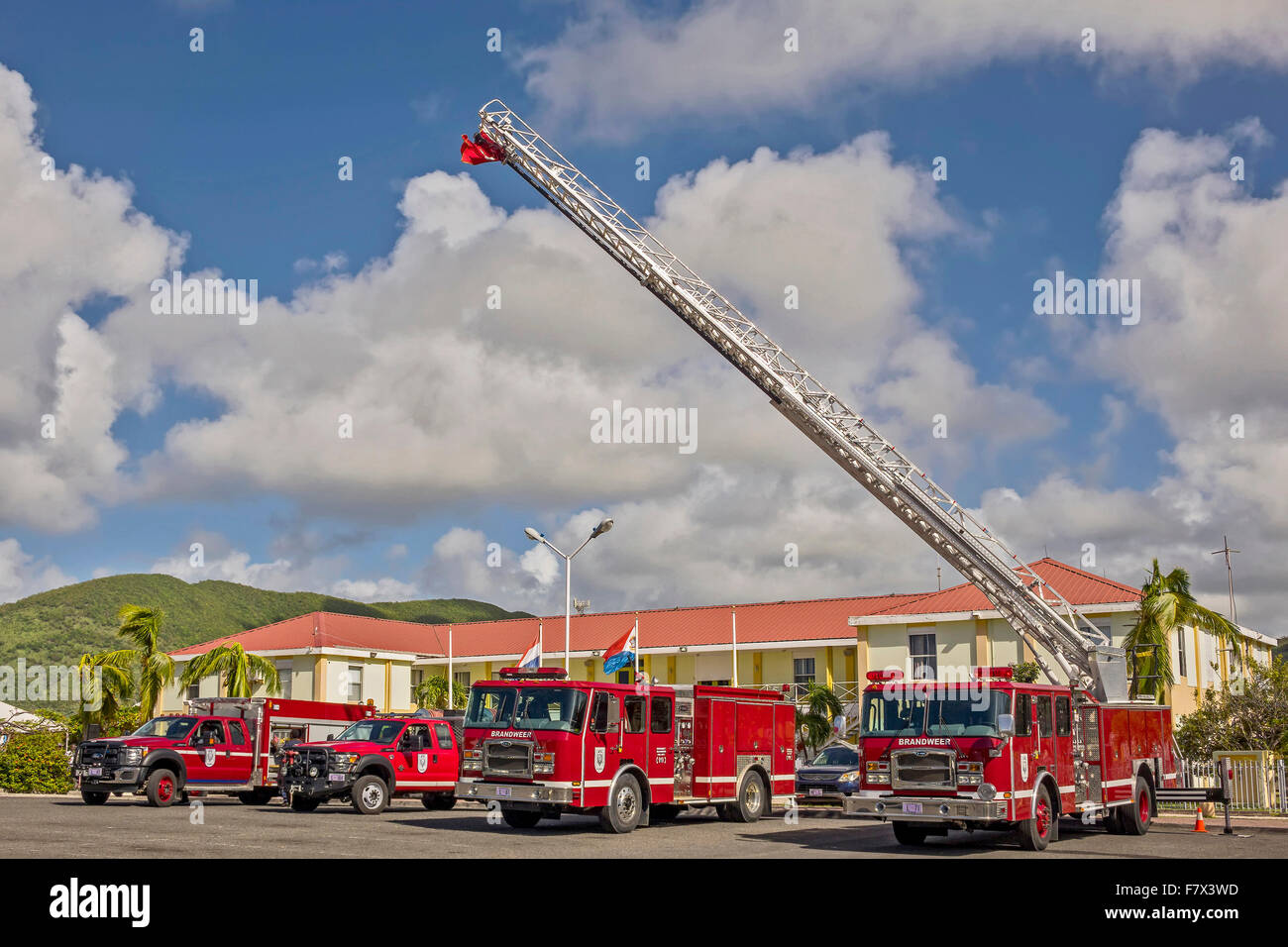 Fire Service Vehicles Philipsberg Saint Martin West Indies Stock Photo