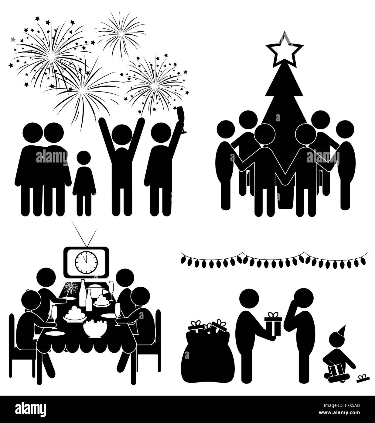 Set of Christmas flat icons isolated on white Stock Vector Image & Art ...