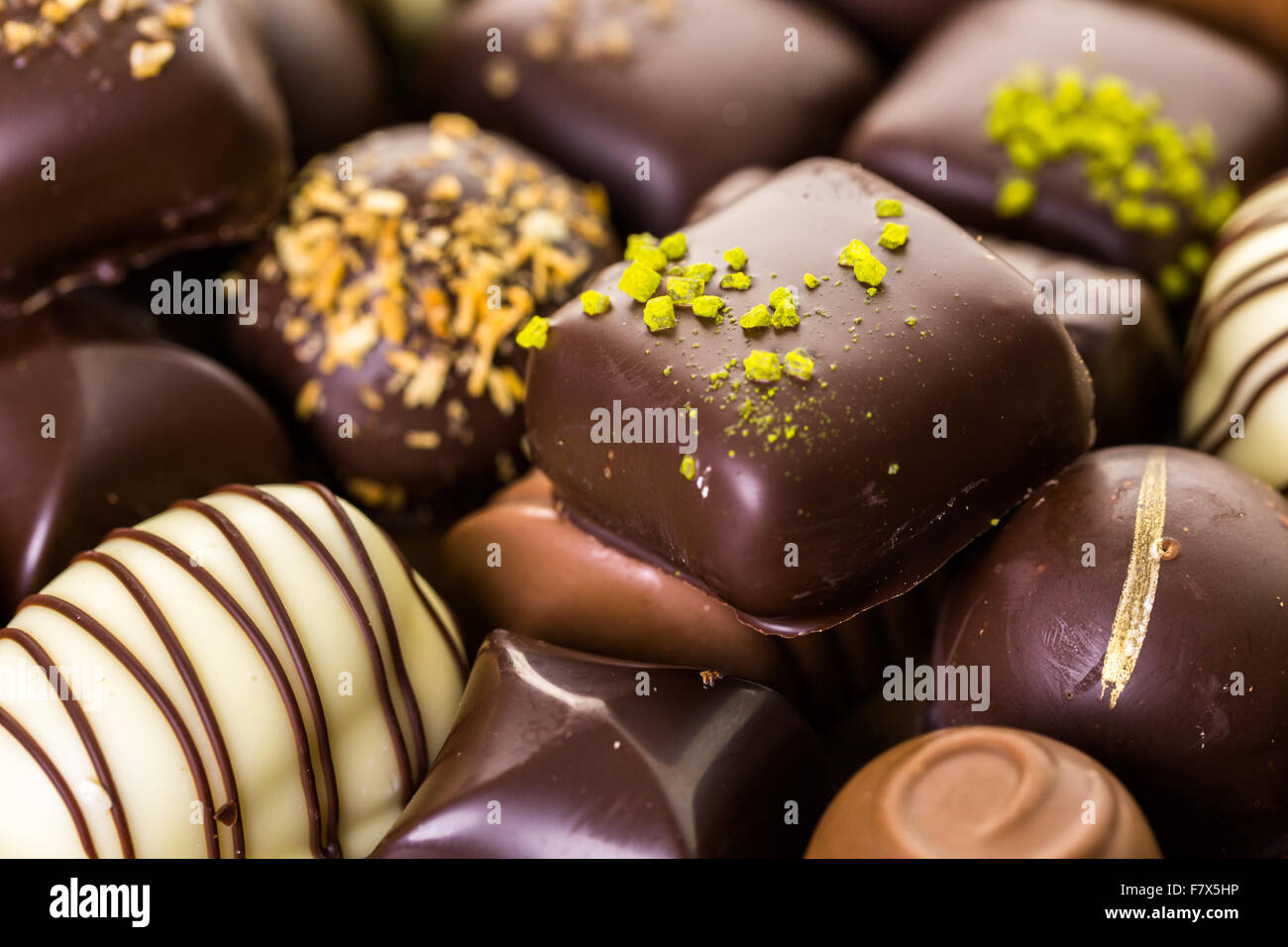 Gourmet Assorted Chocolates On The Table Stock Photo - Alamy