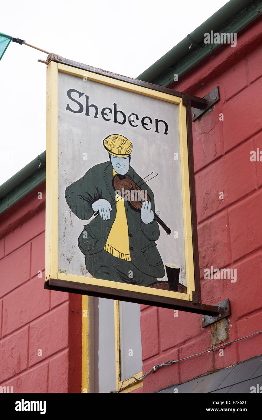 Shebeen Pub and Bar Sign; Caherciveen; County Kerry; Ireland Stock
