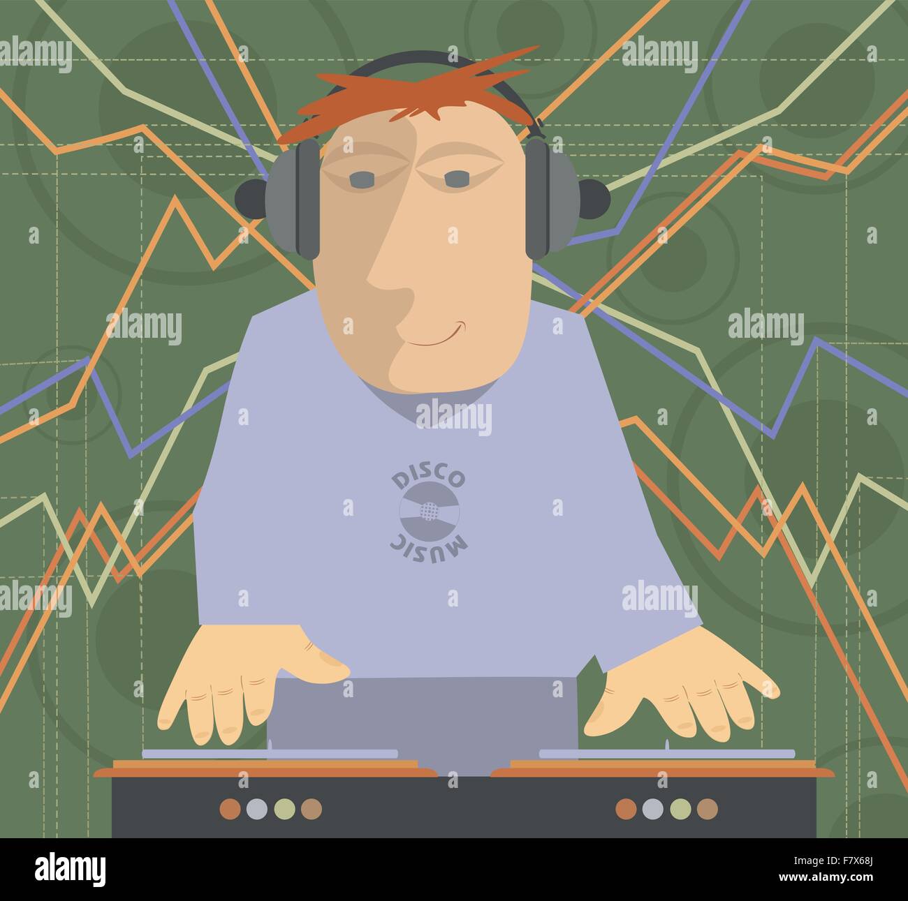 Cartoon funny DJ illustration Stock Vector