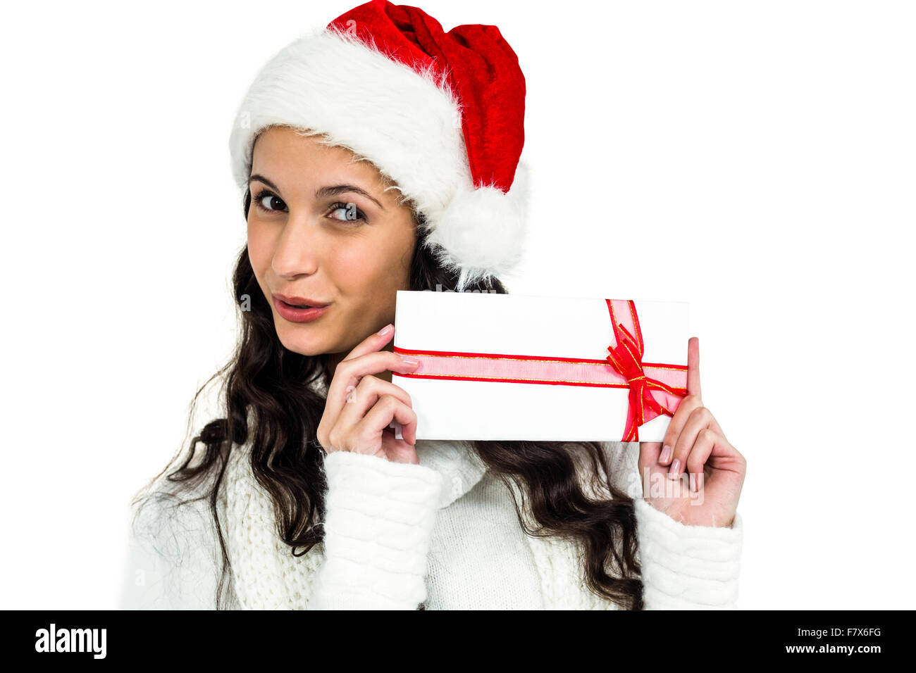 Attractive woman holding gift box Stock Photo