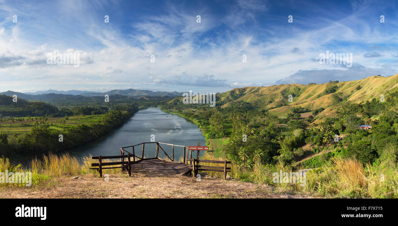 View of Sigatoka River from Tavuni Hill Fort, Sigatoka, Viti Levu, Fiji Stock Photo