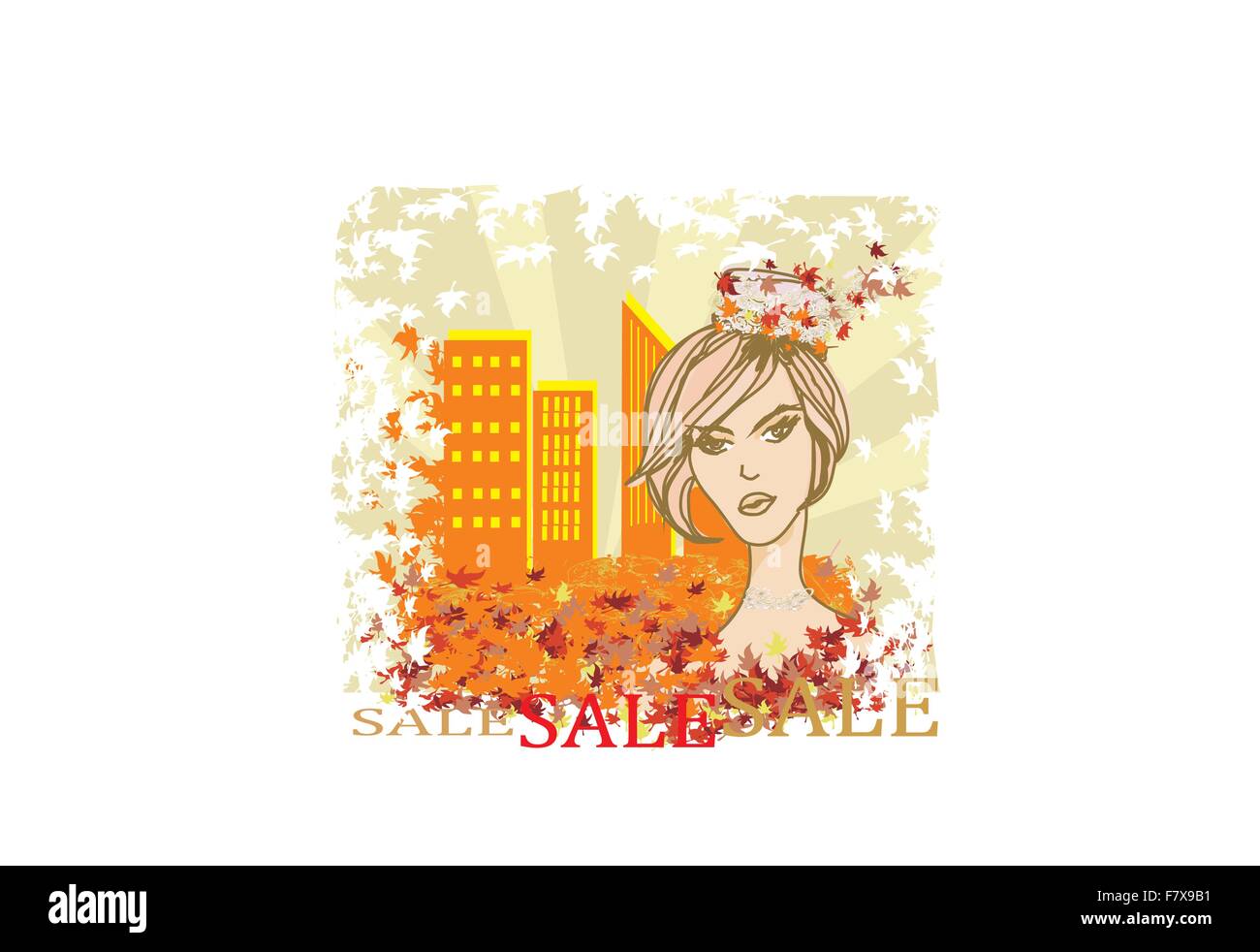 autumn Sale girl, banner Stock Vector