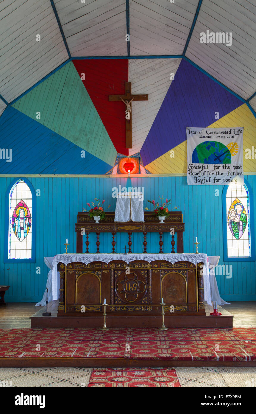 Interior of Sacred Heart Church, Levuka (UNESCO World Heritage Site), Ovalau, Fiji Stock Photo