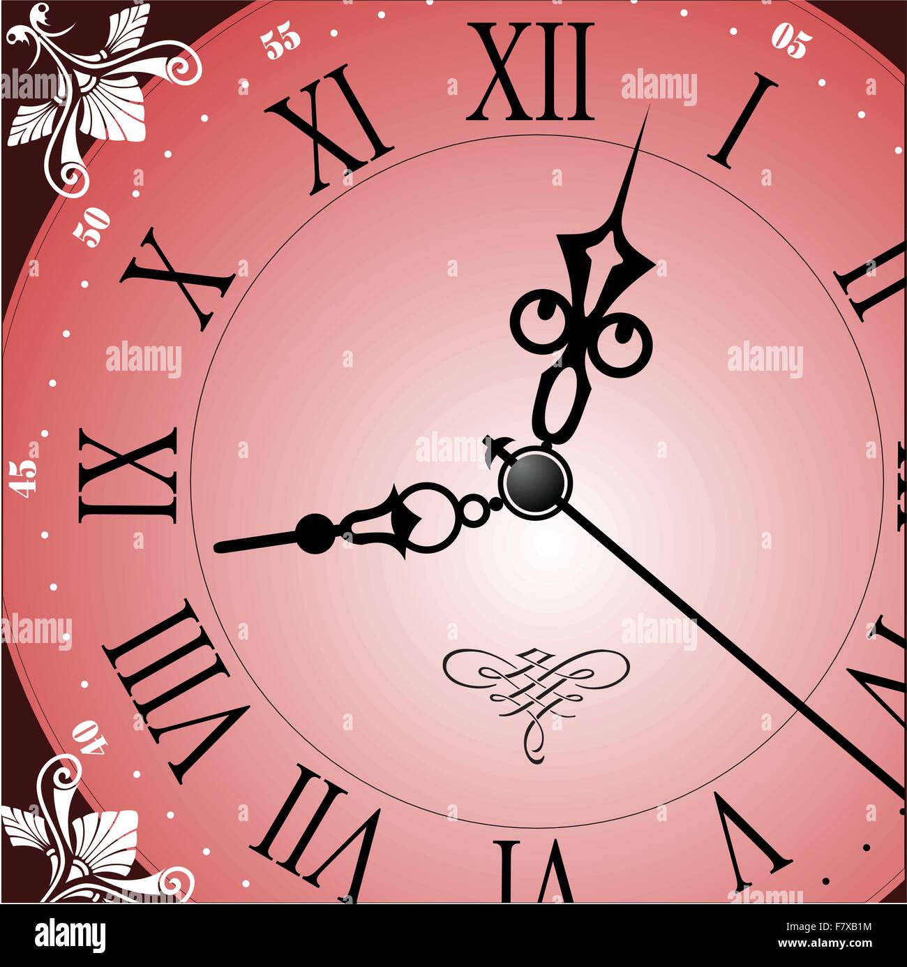 Antique looking clock face. Vector illustration Stock Vector Image