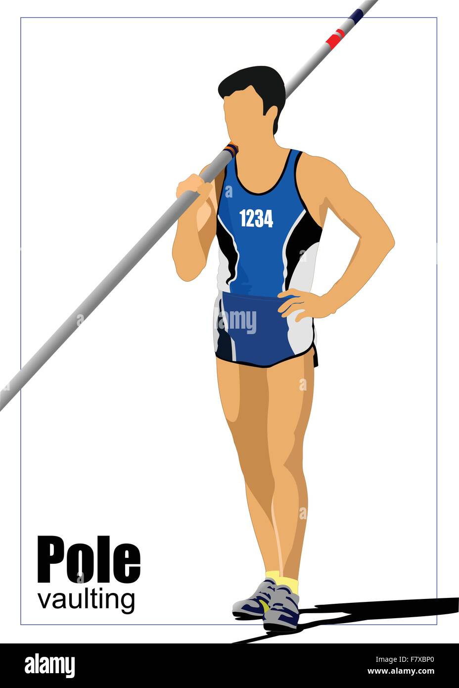 Athlete pole vaulting. Track and field. Vector illustration Stock