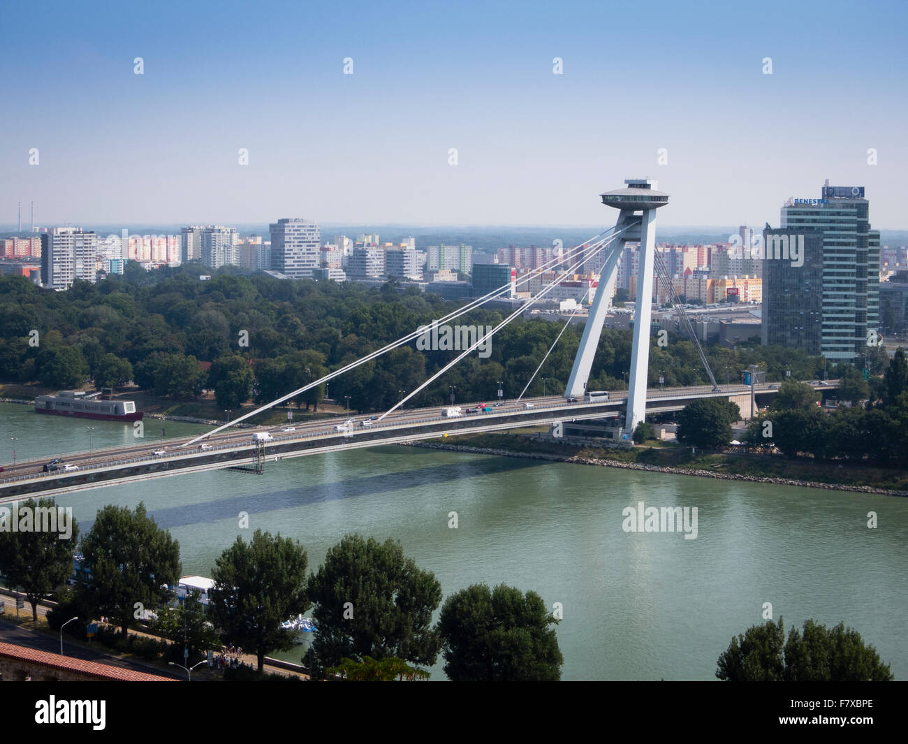 Bridge over Danube in Bratislava, Slovakia Stock Photo
