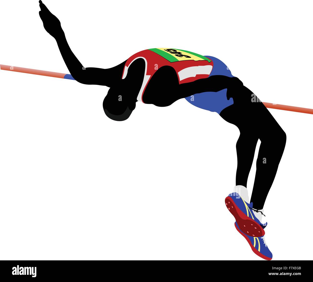 Man high jumping. Track and field. Vector illustration Stock Vector