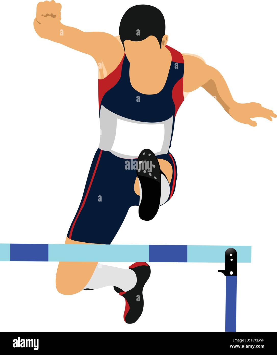 Illustration of a track and field athlete running jumping the hu Stock