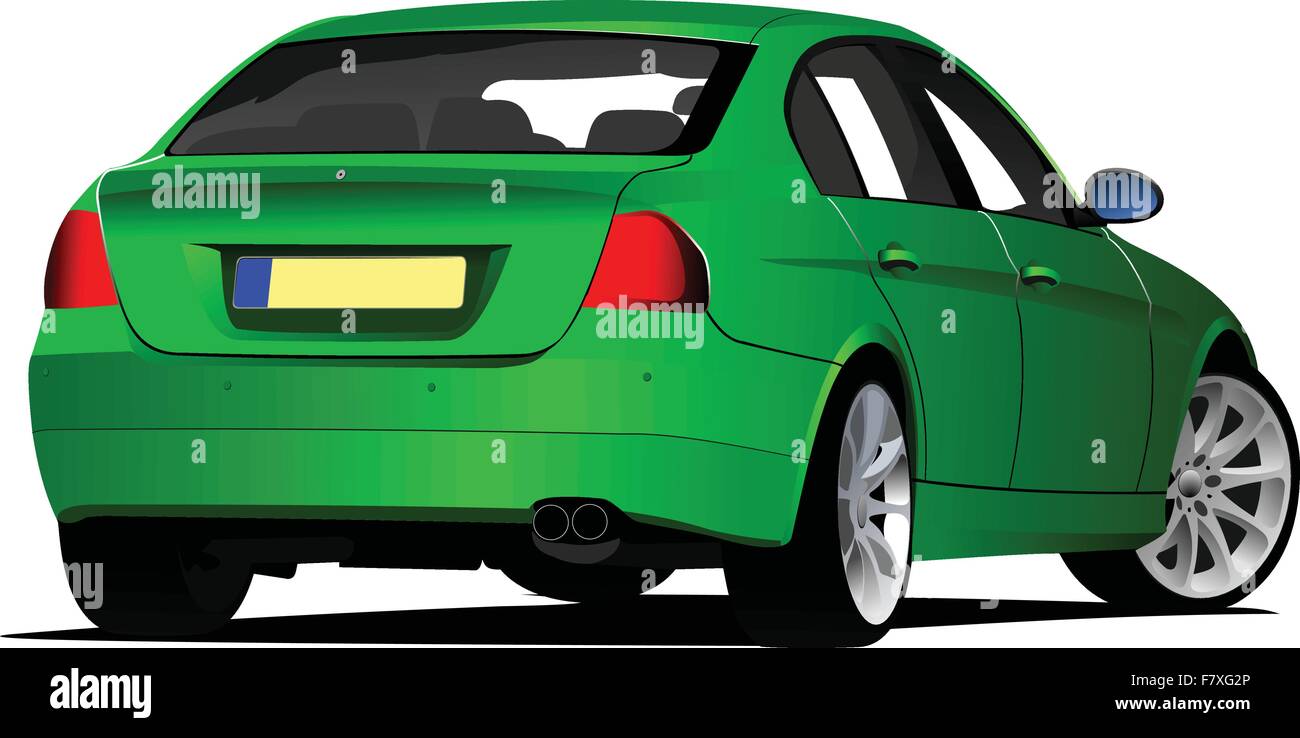 Green car sedan Stock Vector