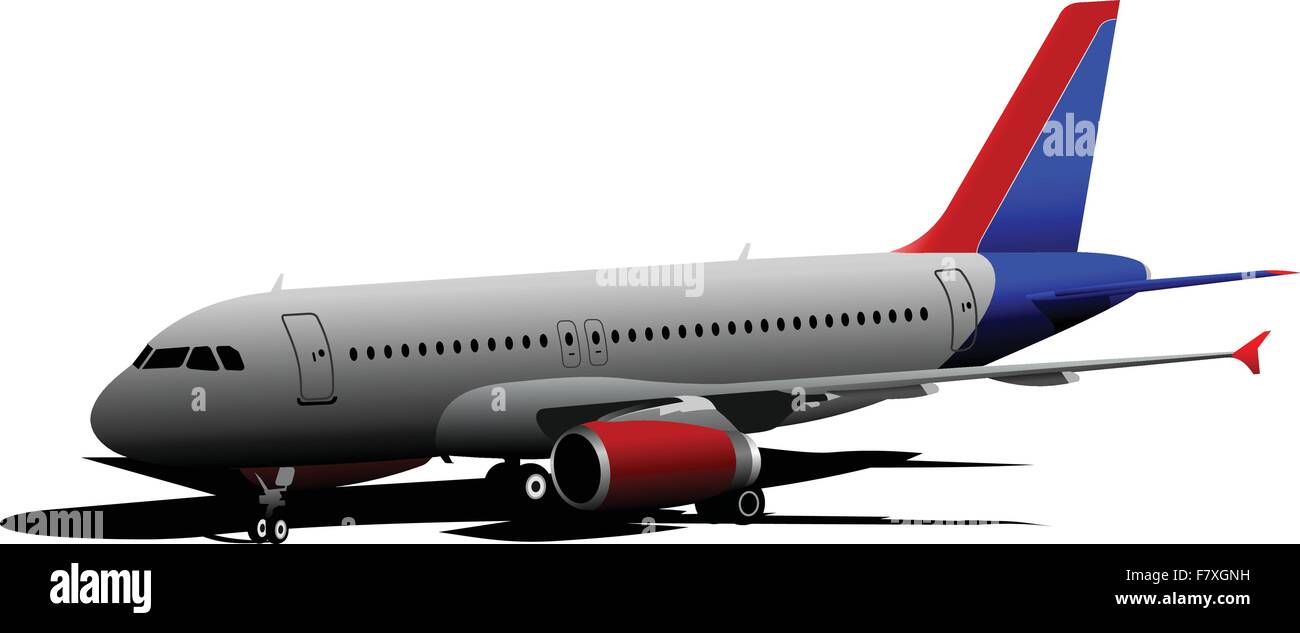 Airplane on the airfield. Vector illustration Stock Vector