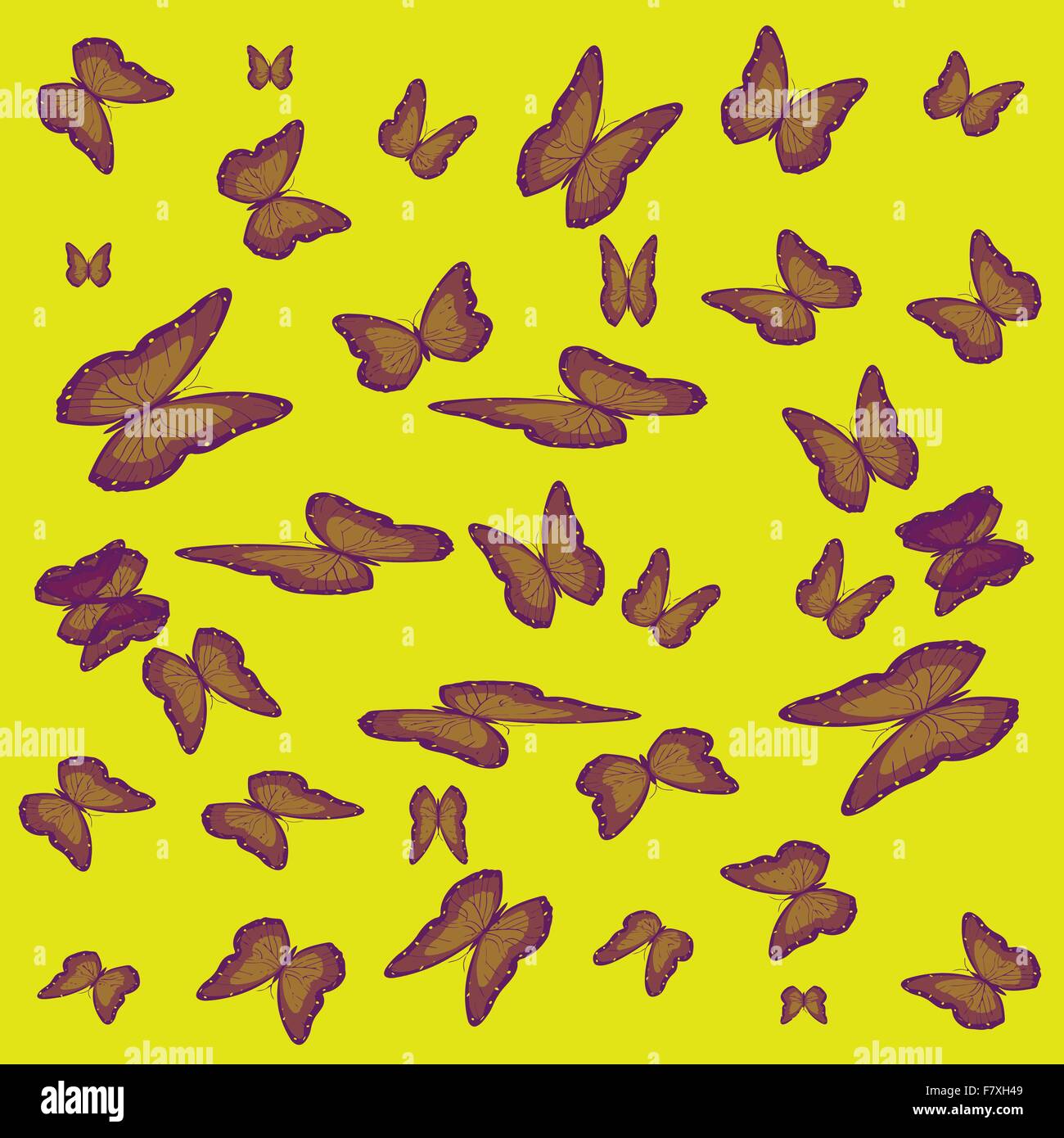 Yellow flowers and butterflies Stock Vector Images - Alamy