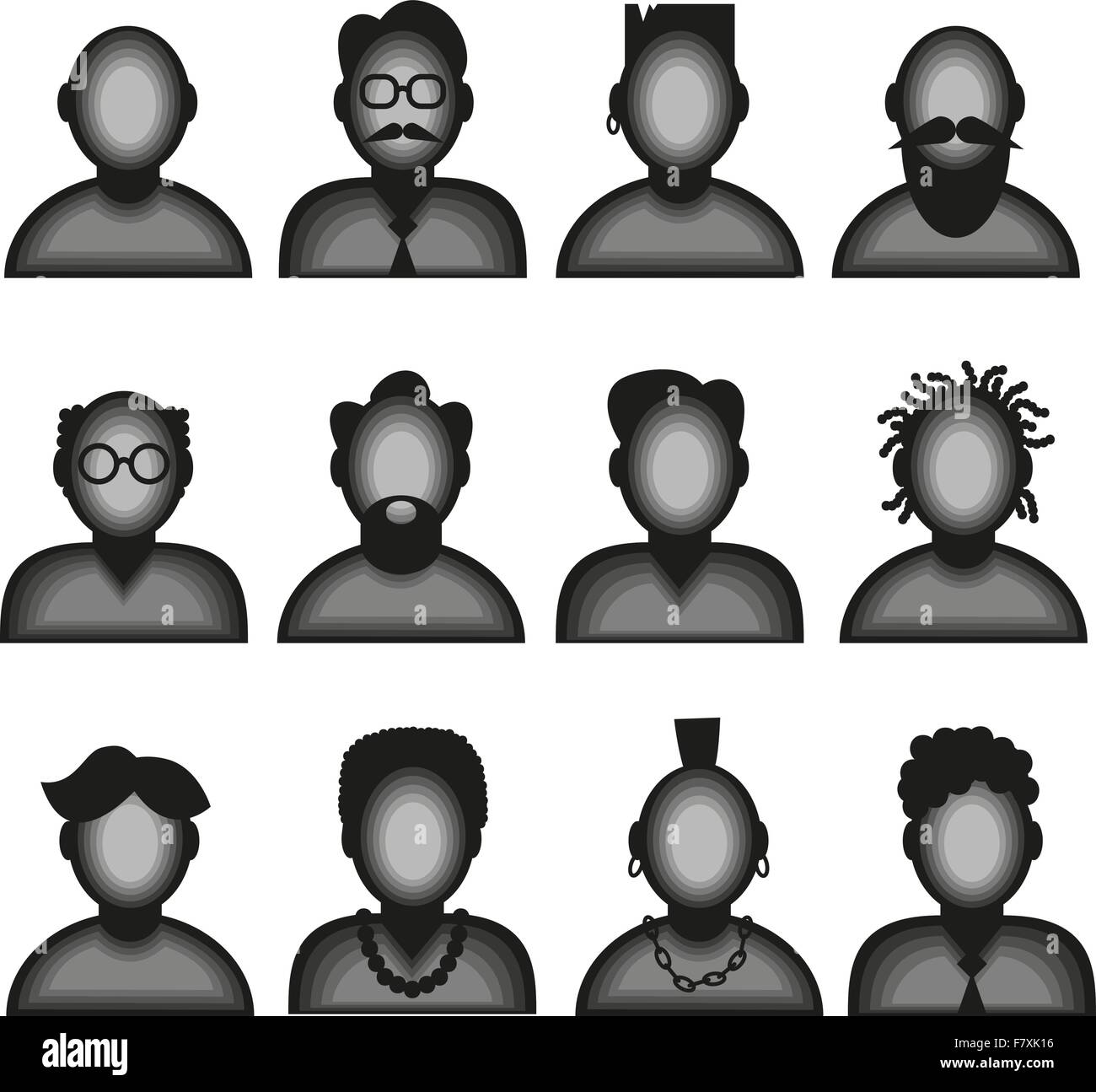 Character Male Avatar Profile Icon, Head Silhouette.Vector illustration ...
