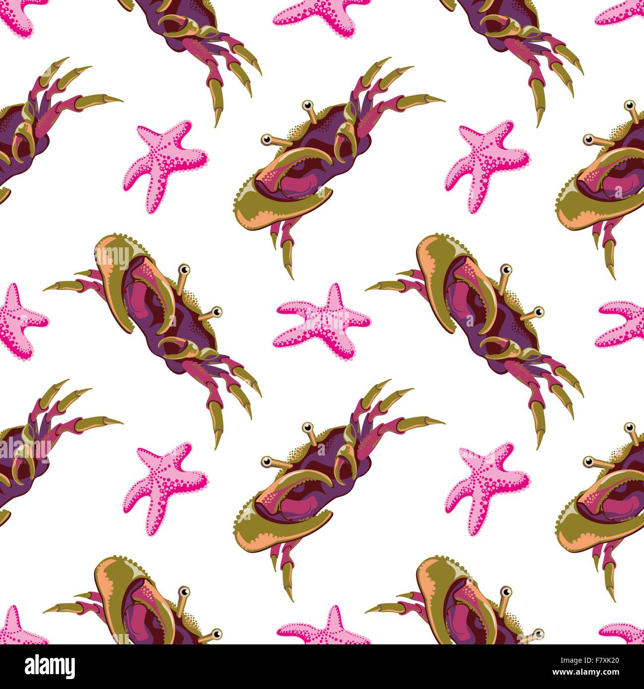 Seamless pattern with crabs and starfish hi-res stock photography and ...