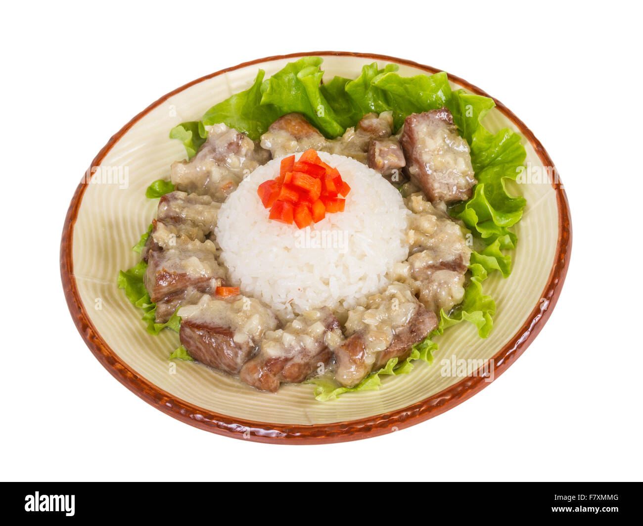 Rice and pork japanese style Stock Photo Alamy