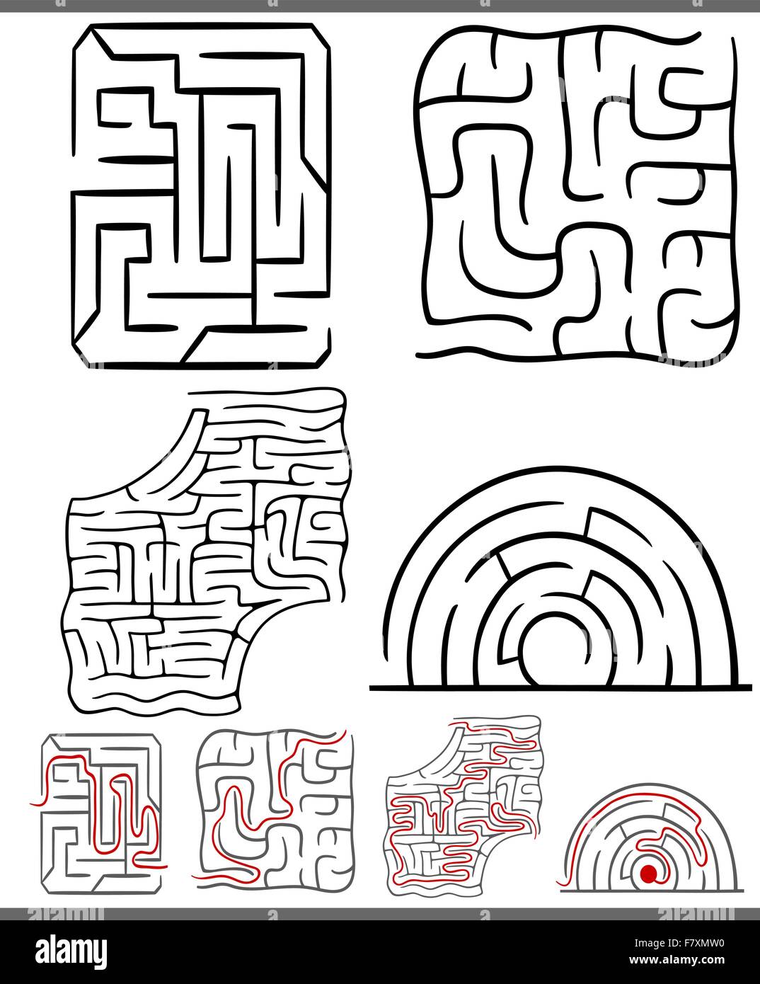 mazes or labyrinths diagrams set Stock Vector Image & Art - Alamy