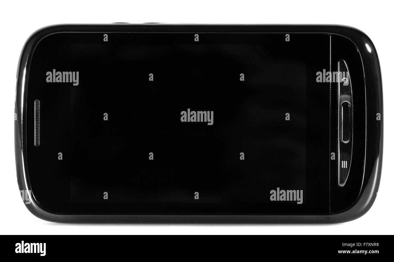 Black Screen of a Smart Phone Isolated on White Background Stock Photo ...