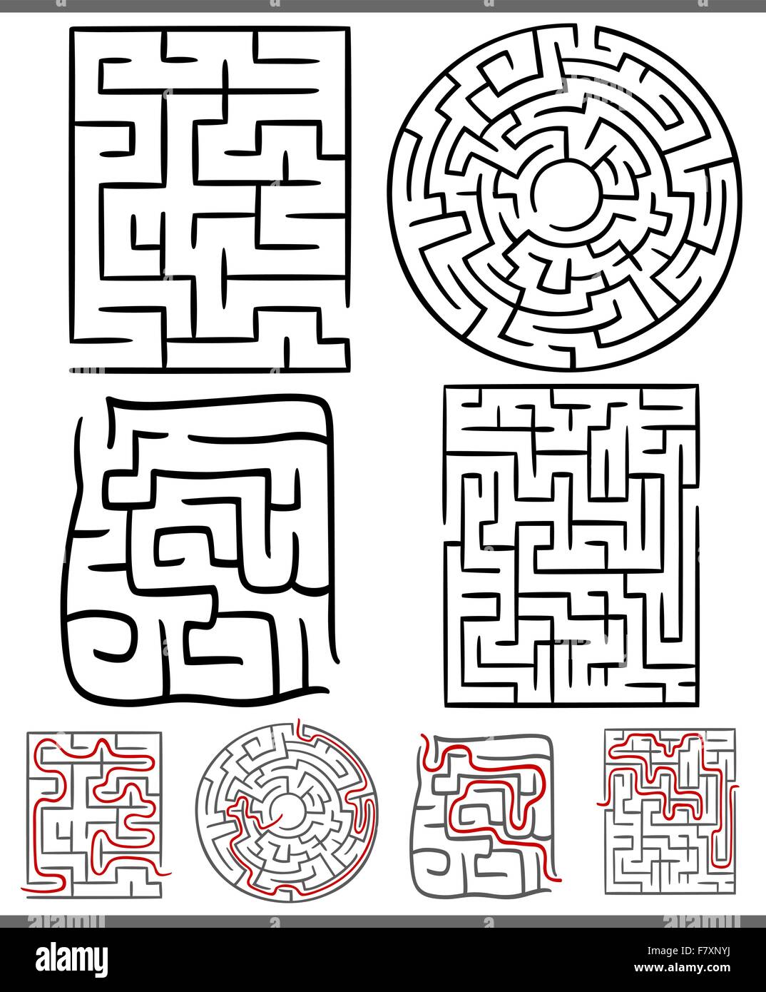 mazes or labyrinths diagrams set Stock Vector Image & Art - Alamy