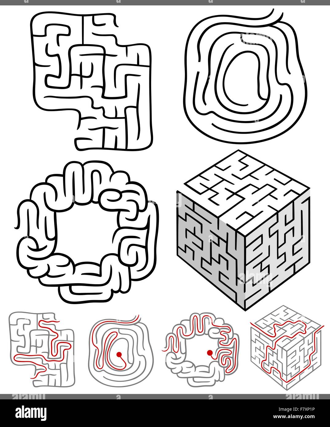 mazes or labyrinths diagrams set Stock Vector Image & Art Alamy